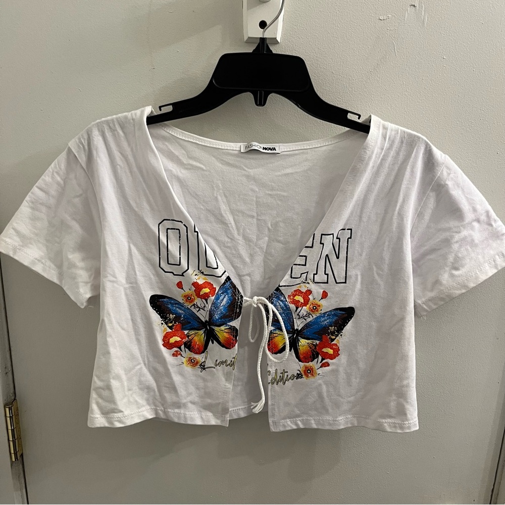 Fashion Nova Front Tie Crop Top Size Large